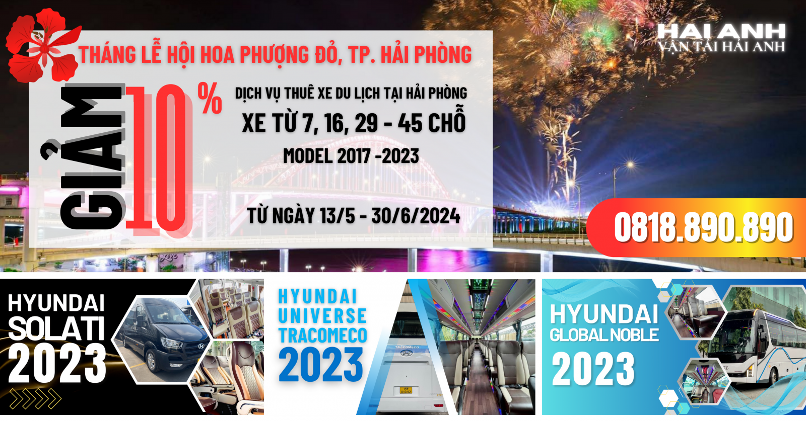 HAI ANH TRANSPORTATION OFFERS 10% DISCOUNT TO CELEBRATE THE 2024 FLAMBOYANT FLOWER FESTIVAL MONTH